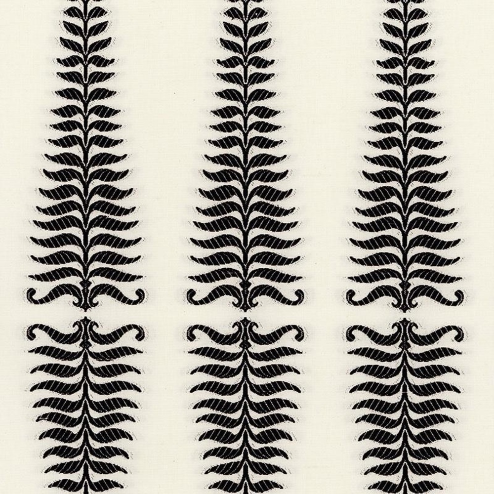 4.5 Yards Schumacher Fern Tree Noir Cream Fabric
